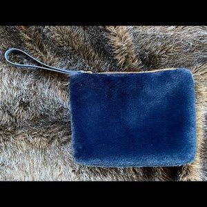 Super soft faux fur wristlet navy